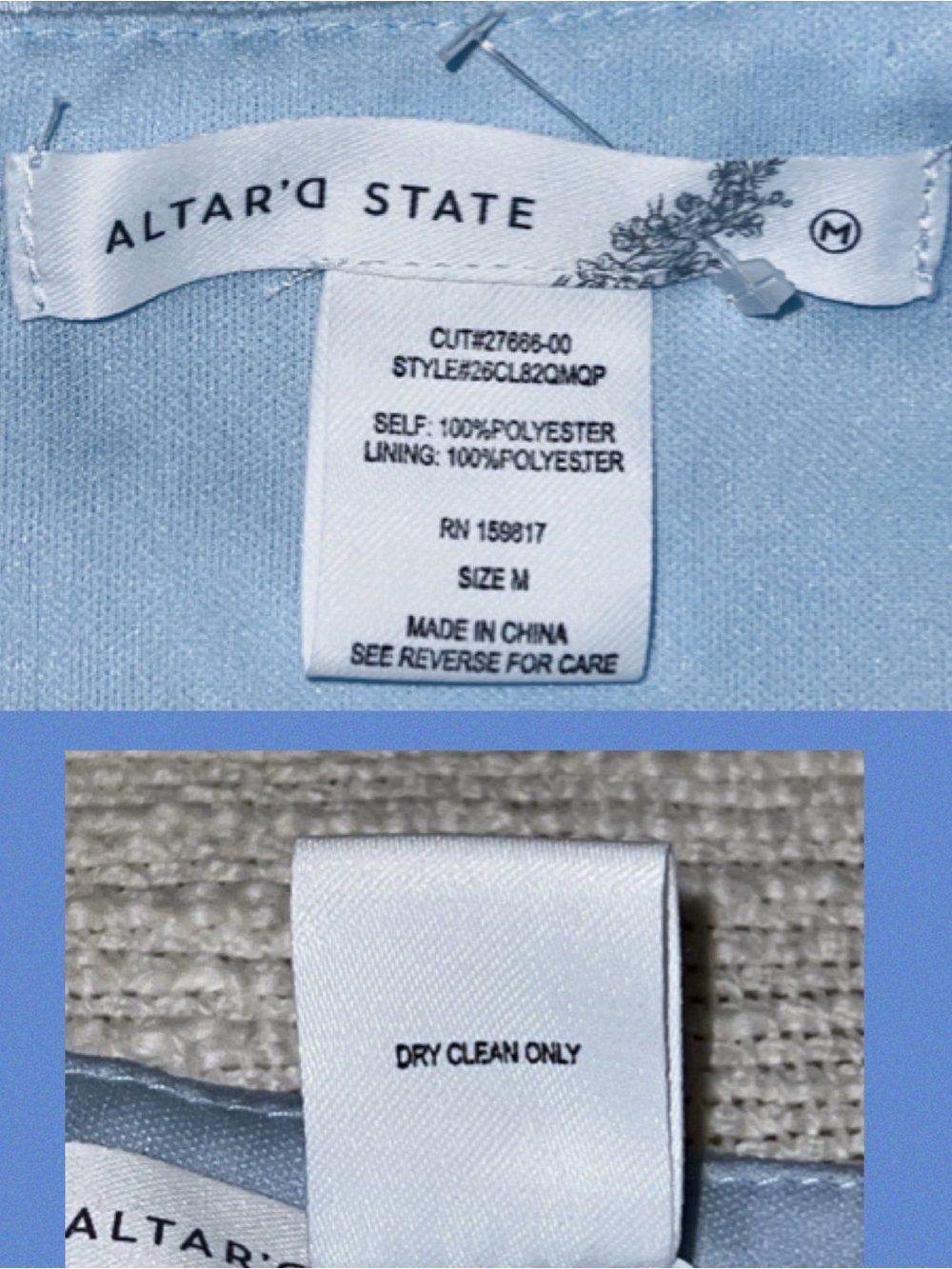 Altar’d State Aurora Floral Mesh Babydoll Dress Baby Blue Size Medium - Picture 15 of 16